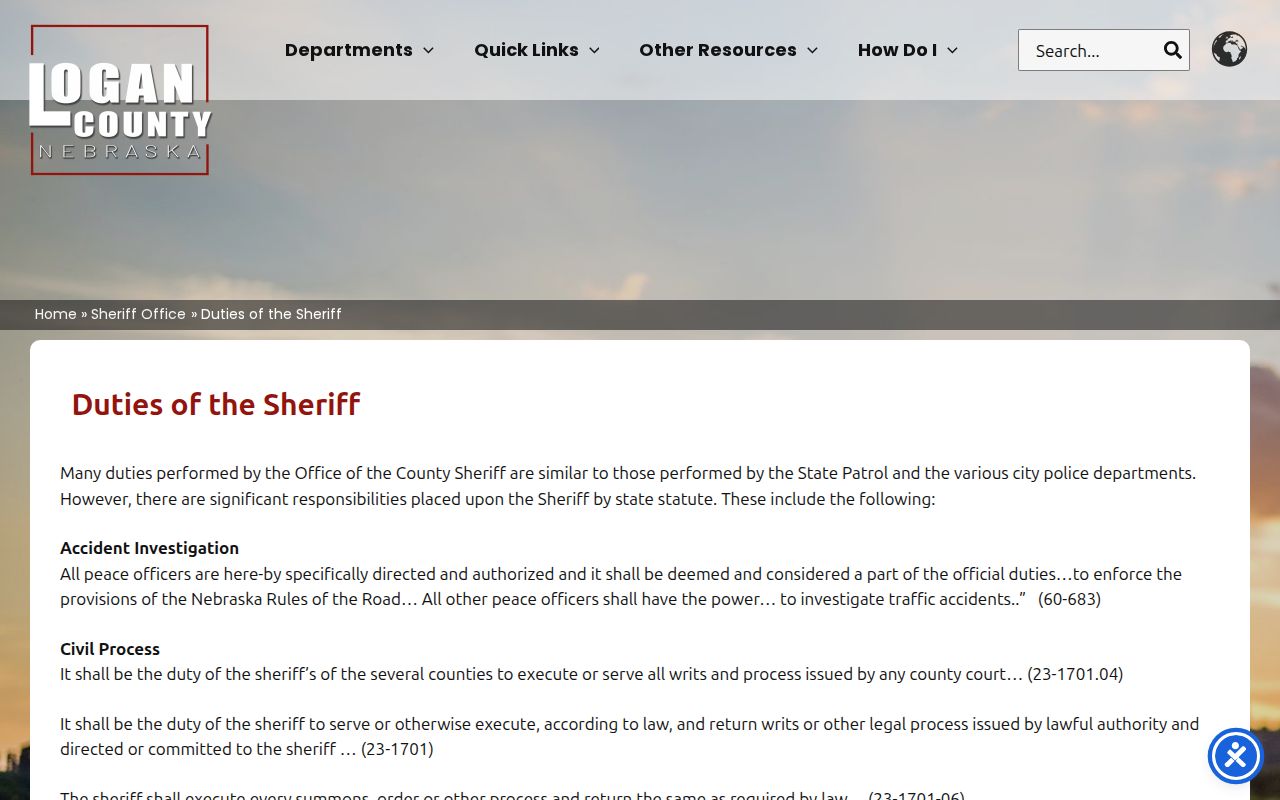 Logan County Sheriff process and arrest duties for active warrants