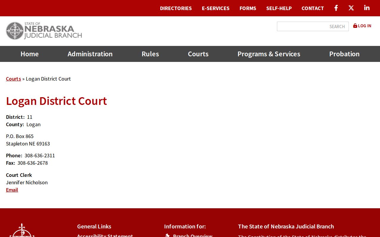 Logan District Court clerk route for arrest warrant records