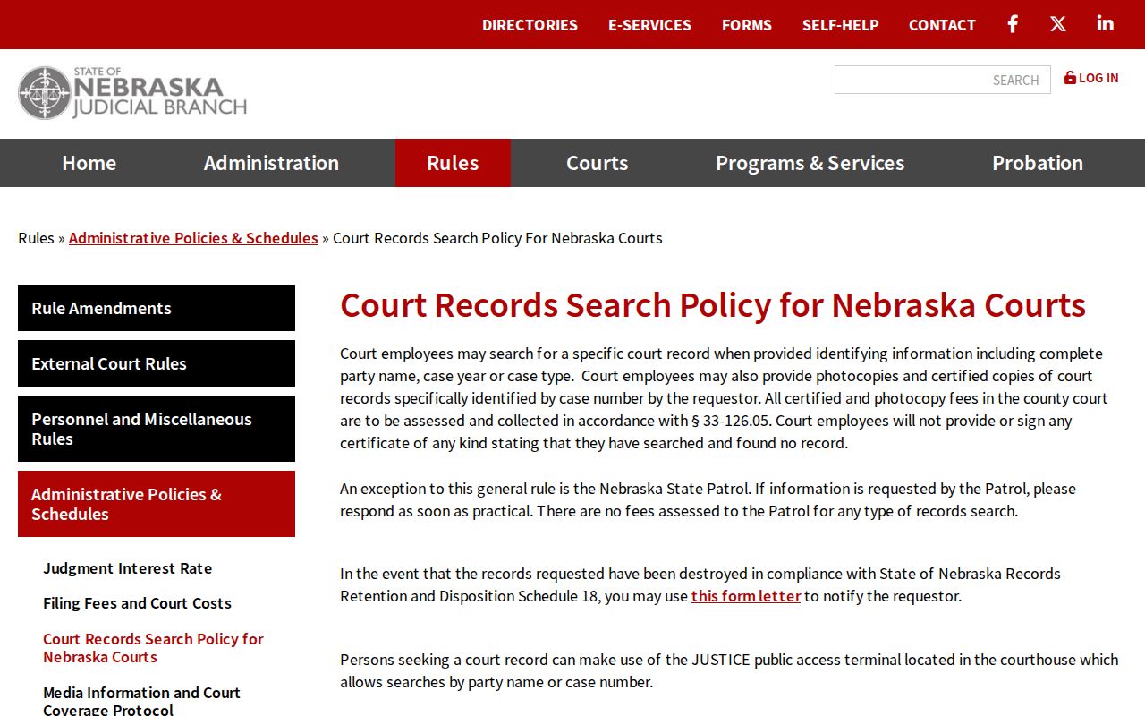 Nebraska court record search policy for Logan County bench warrants